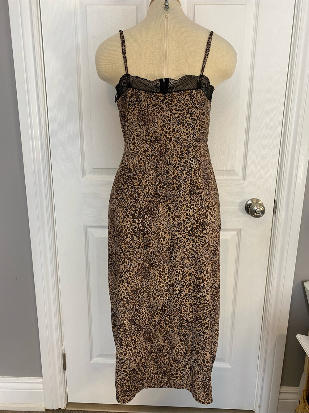 1.STATE Rebel Animal Beats Leopard Lace Trim Slip Midi Dress Size 6 NWT - Picture 6 of 16